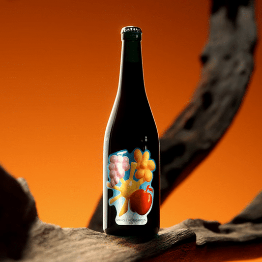 3D animation of a Wine Bottle standing on a branch constantly turning around itself to show off the designed labels on the front and back of the bottle